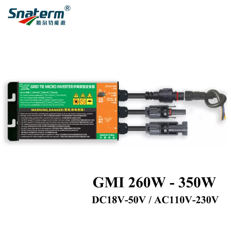 350 W/300W/260W Micro Grid-Tie Inverter MPPT nepremokavé hodnotenie IP65 Turn AC120V/230V 50/60Hz GMI Series GMI