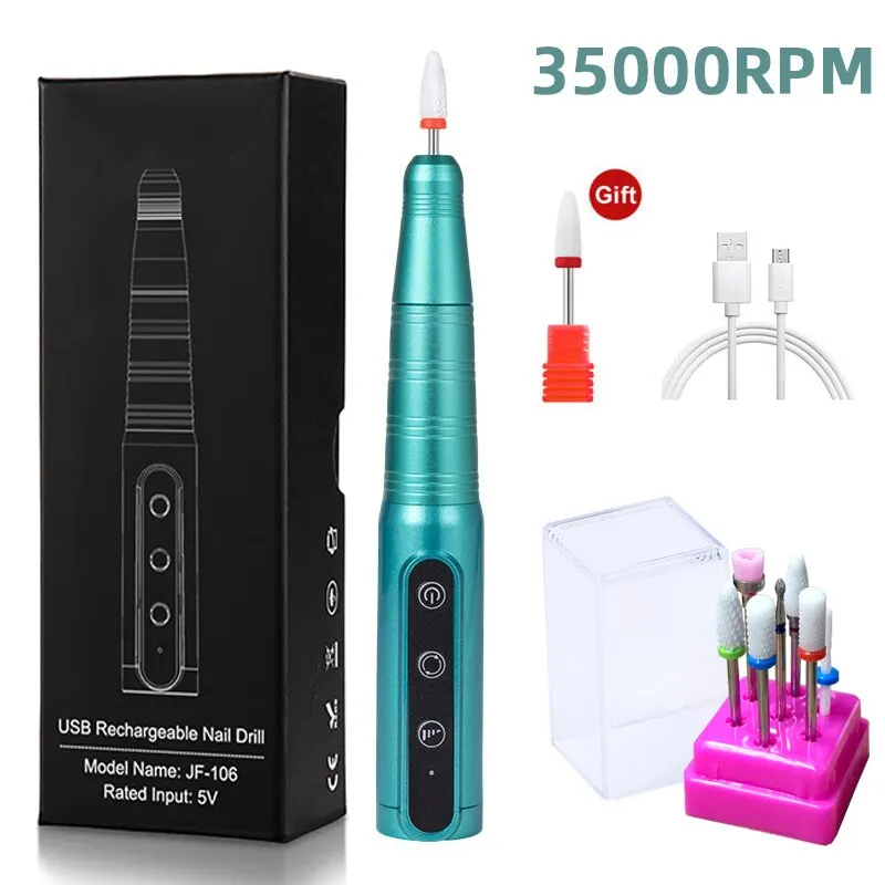35000RPM bez bezdrôtového vŕtačky na nechty pera USB na nechty leštiaceho pera na dobíjateľné na nechty vŕtačky prenosný manikúra vŕtací salón Nástroj