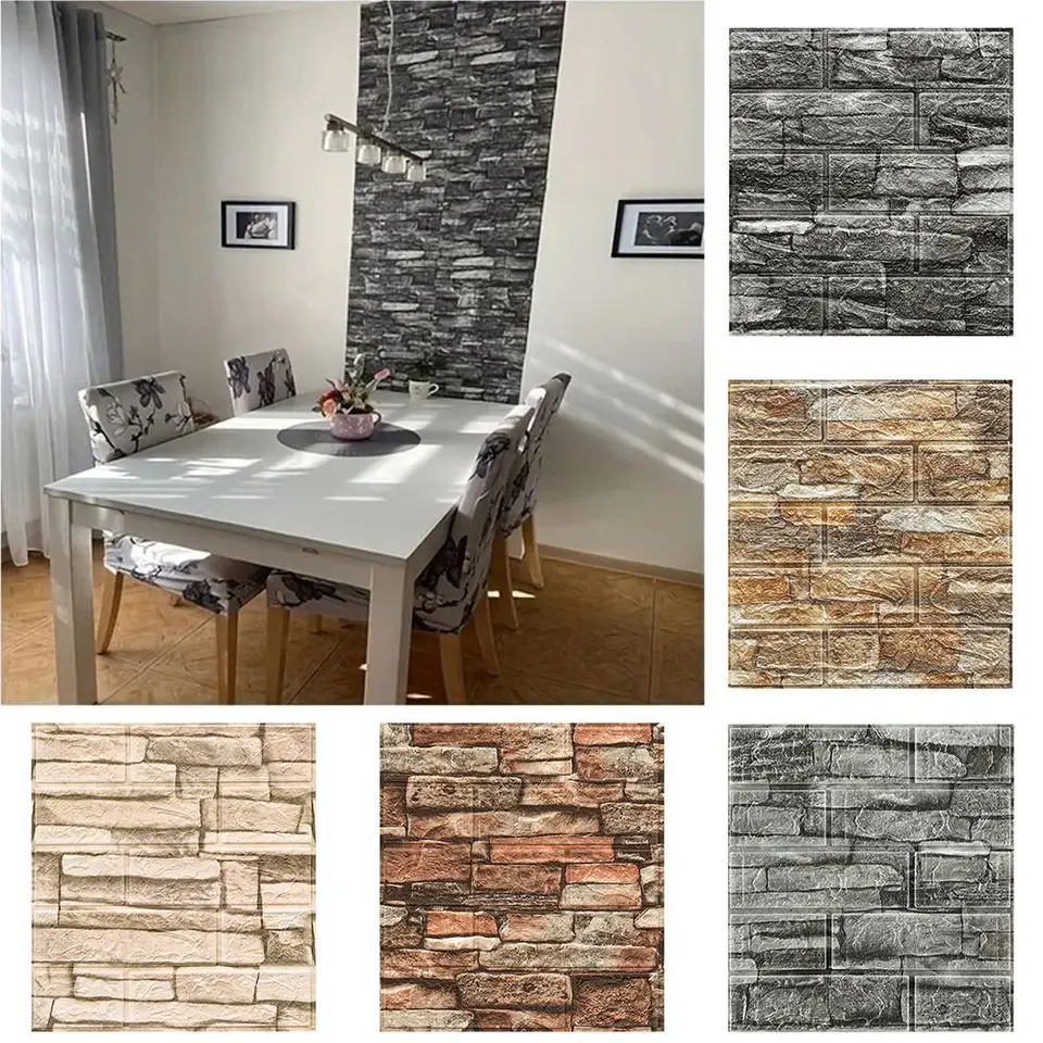 35x38cm 3D nástenné nálepky Antique Foam Brick Tapeta Wall Spálka Spál