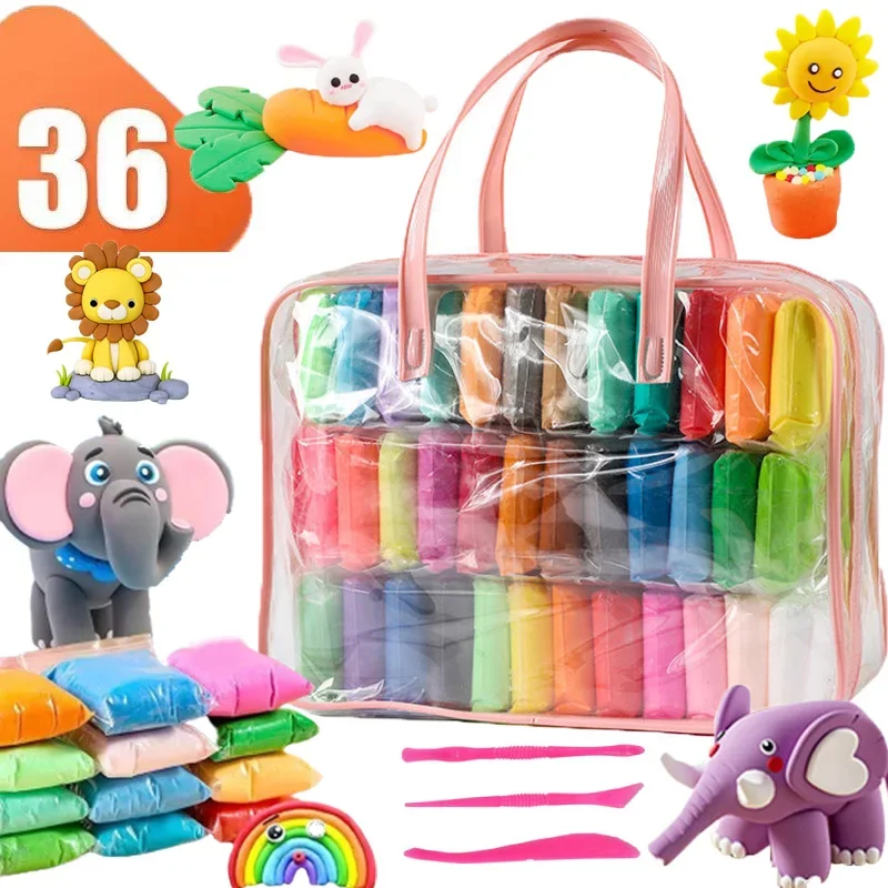 36 farieb Super Light Clay Deti Fluffy Soft Plastikálne hračky Modelovanie domácich majstrov hračky Nástroje pre hračky pre deti Darček k narodeninám