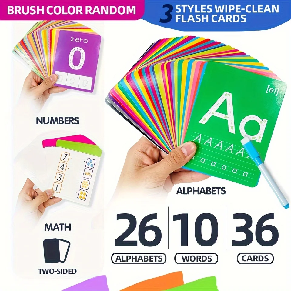 36 kariet Deti čítanie a písanie čísla Poznávanie Flashcard Maths Learning Cards Baby Montessori Kids Ranná vzdelávacia hračka