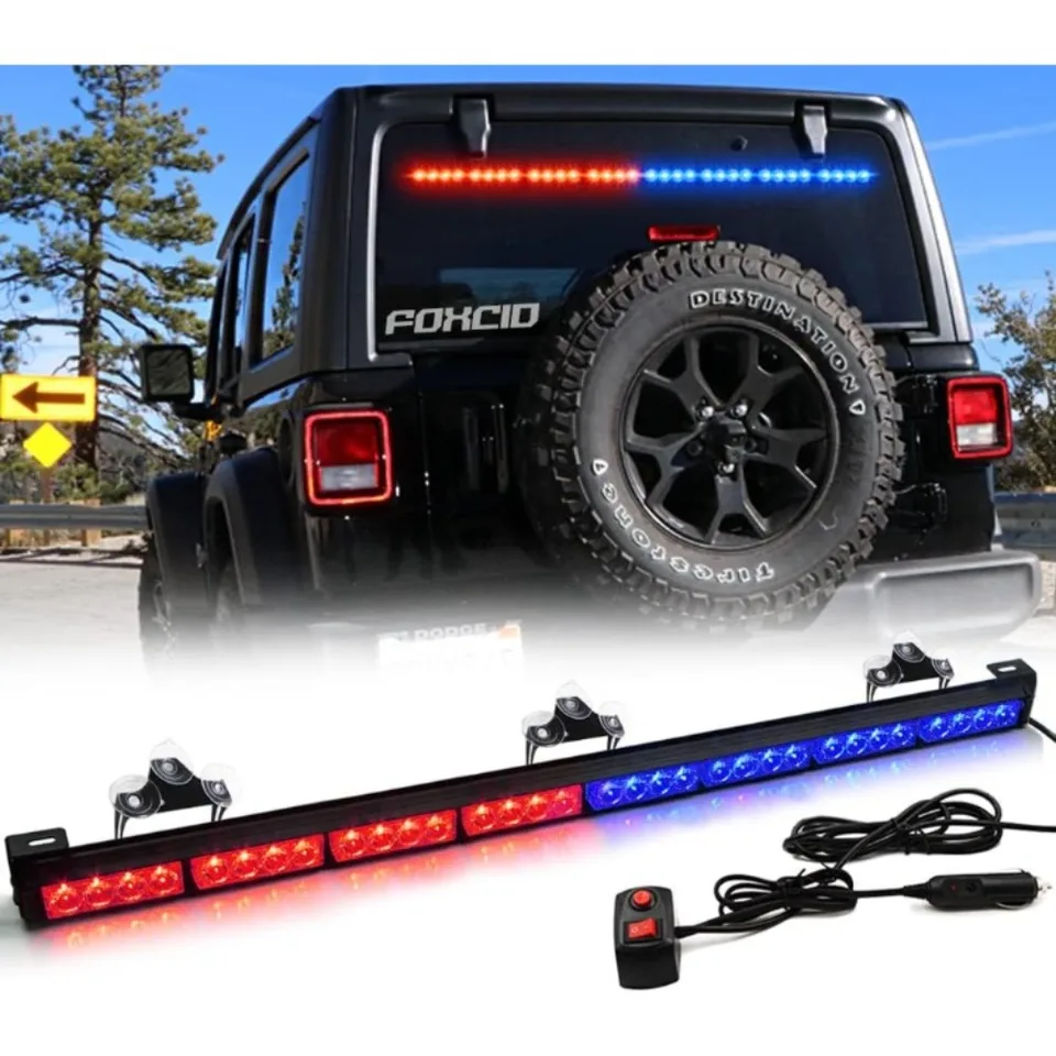 36 LED 35,5 '' Red Blue 13 Modes Núdzová výstražná doprava poradca vozidla LED LEFT Light Bar s veľkými prísavkami a cigaru