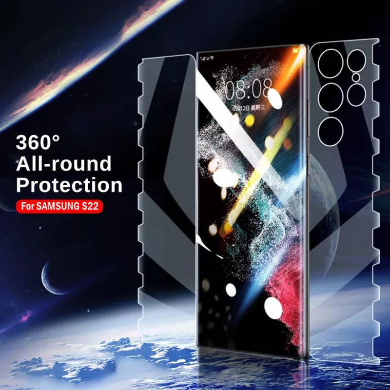 360 Celotelové hydrogélové film pre Samsung Galaxy S22 Ultra 6,8 'S22+Nano Screen Protector Galaxy S 22ultra Anti-Scratch Film