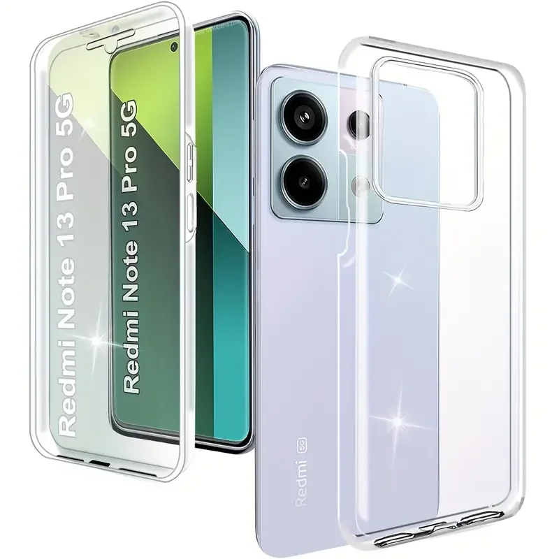 360 Celotelové silikón Transparentné puzdro pre telefón pre Xiaomi Redmi Poznámka 13 Pro 5G 12 11 10 9S Redmi 9 10 12C 13C PC Hard Cover Cover