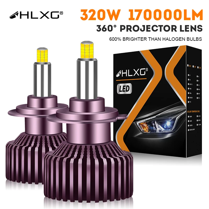 360 H7 LED svetlomety Turbo LED žiarovky LIMP HILL HID H7 CSP Chips 1: 1 Dizajn auta Light FOG LAMP 300LM 300 W 2K 2KS HLXG