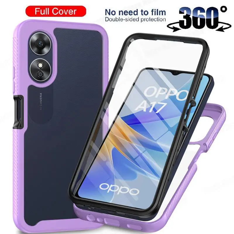 360 obojstranná ochrana Clear Case pre OPPO A17 A16 A15 Acryl Shock -odolný kryt pre Film Oppo A57 A77 A95 A74 4G 5G A54 Film
