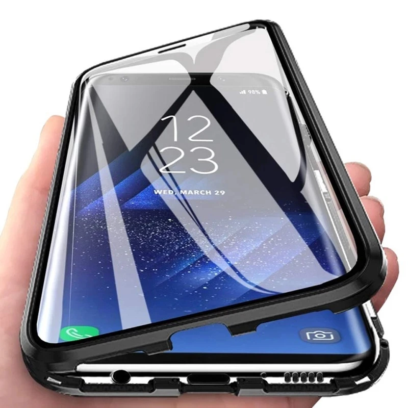 360 obojstranný magnetický sklenený puzdro pre Samsung Galaxy A51 A71 A32 A52 A72 A31 A12 A22 A50 A53 S20 S21 Fe S22 Ultra Plus Cover Cover