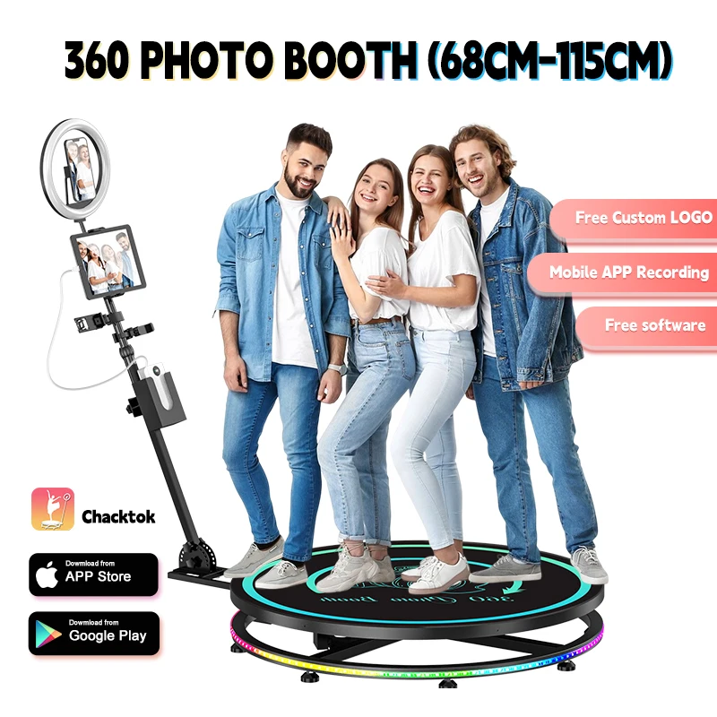 360 Photo Booth Insta 360 Machine Camera App Lights pre večierky so softvérovým logom Automatické 360 spinové fotoaparáty stánok