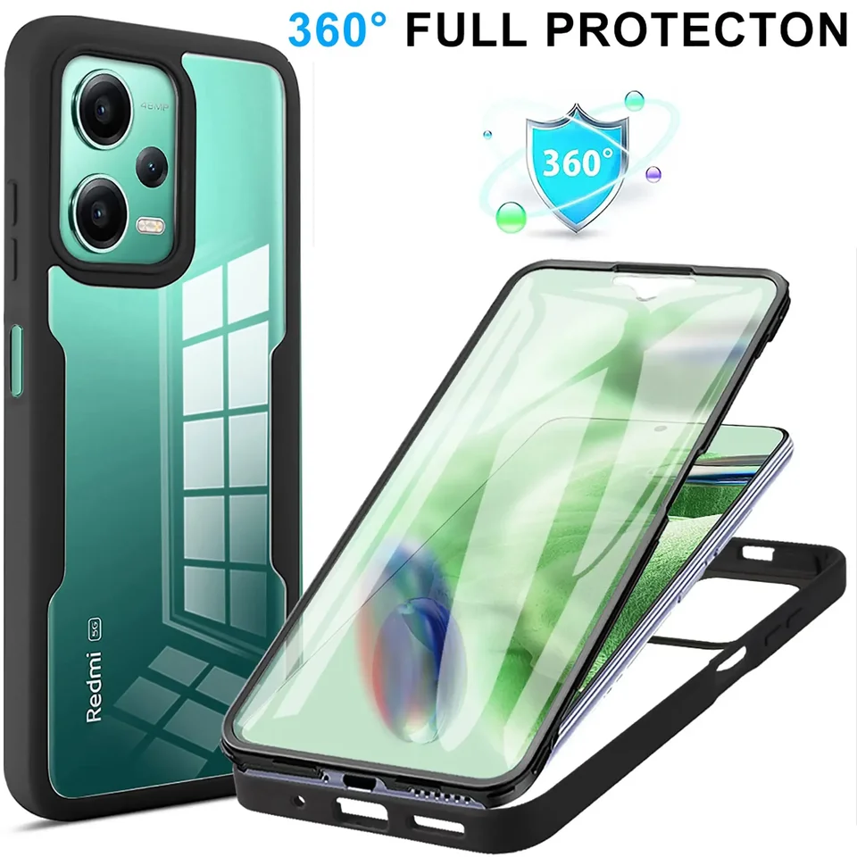 360 Plno -odolné voči šokom Silikone pre Xiaomi Redmi 13C 12C 12 10C 9A 9T 9C POZNÁMKA 12 11 10 S 9 PRO A1 A2 POCO X5 F5 X4 F3 PRO