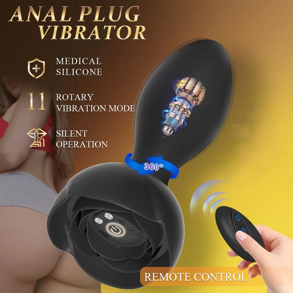 360 Rotačná análna zástrčka Vibračná prostata Massager Wireless Remote Butt Zátka 11 Rýchlosť mužského ženského análneho vibrátora Dospelé sexuálne hračky