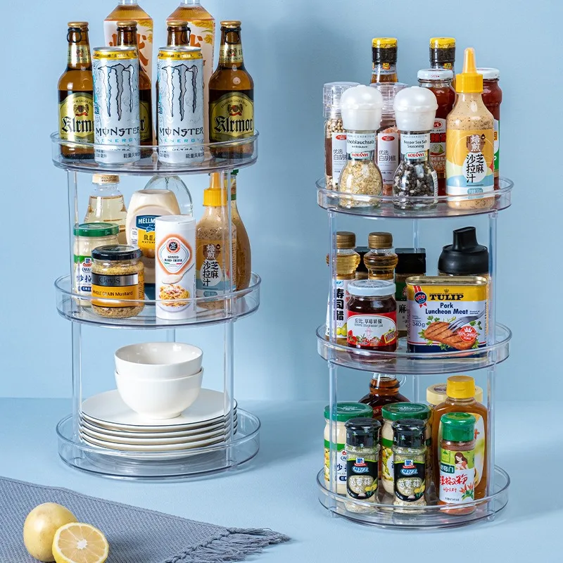 360 Rotačná skrinka Organizátor Organizátor Storage Storage Rack Drink Cosmetic Storage Rack priehľadný pre kuchynskú kúpeľňu