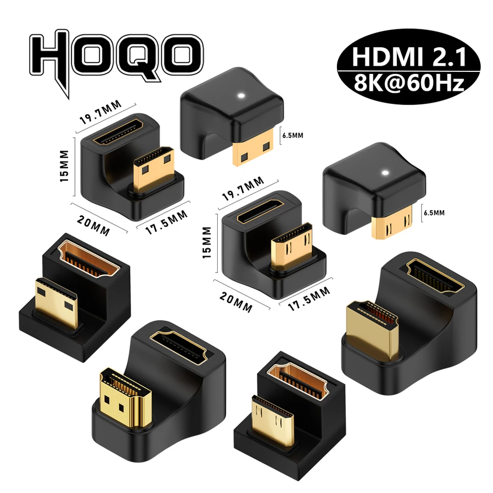 360 stupňov Mini HDMI U-Týpeľový adaptér 180 Mini HDMI Muž pre HDMI Žena UNGLED 90 L TYP prevodník HD 2.1V predĺženie 4K 8K 60 Hz