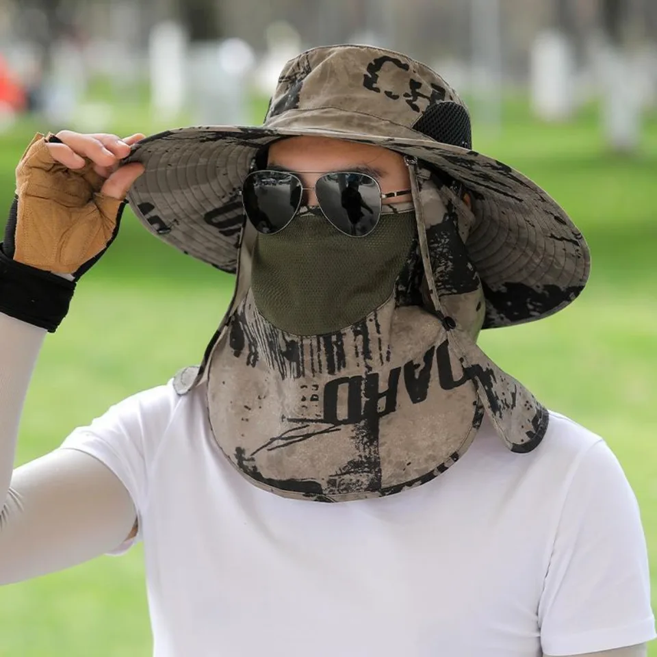 360 stupňov Ochrana Slnečný klobúk Horúci predaj anti-UV široký brim rybársky klobúk nastaviteľný priedušný hrudník Unisex