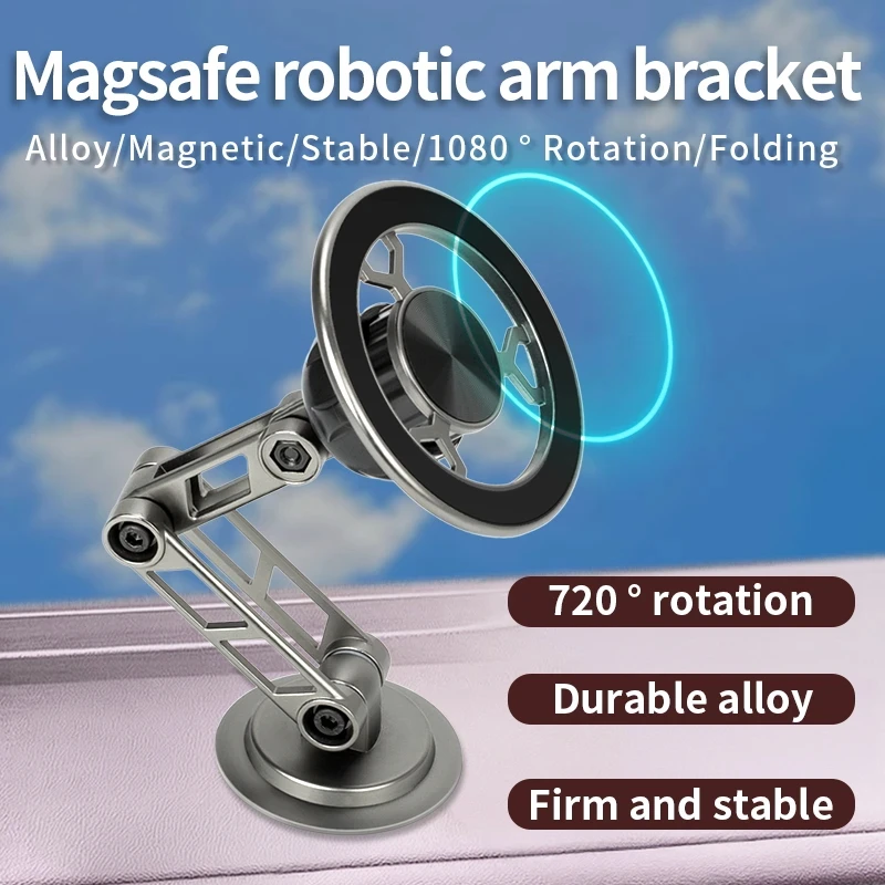 360 stupňov otáčanie vozidla Držiak na telefón Kov kovový magnetický konzol