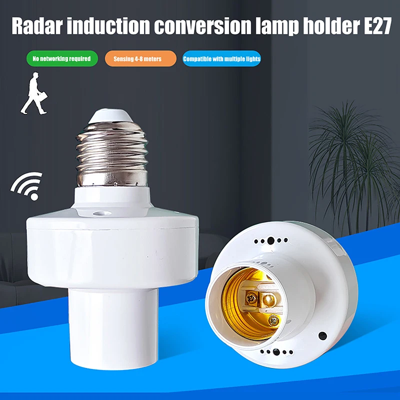 360 stupňov PIR PIR Human Indukčný snímač pohybu LED nočná lampa Zásuvka E27 AC 85-265V Čas oneskorenia Nastaviteľný spínač