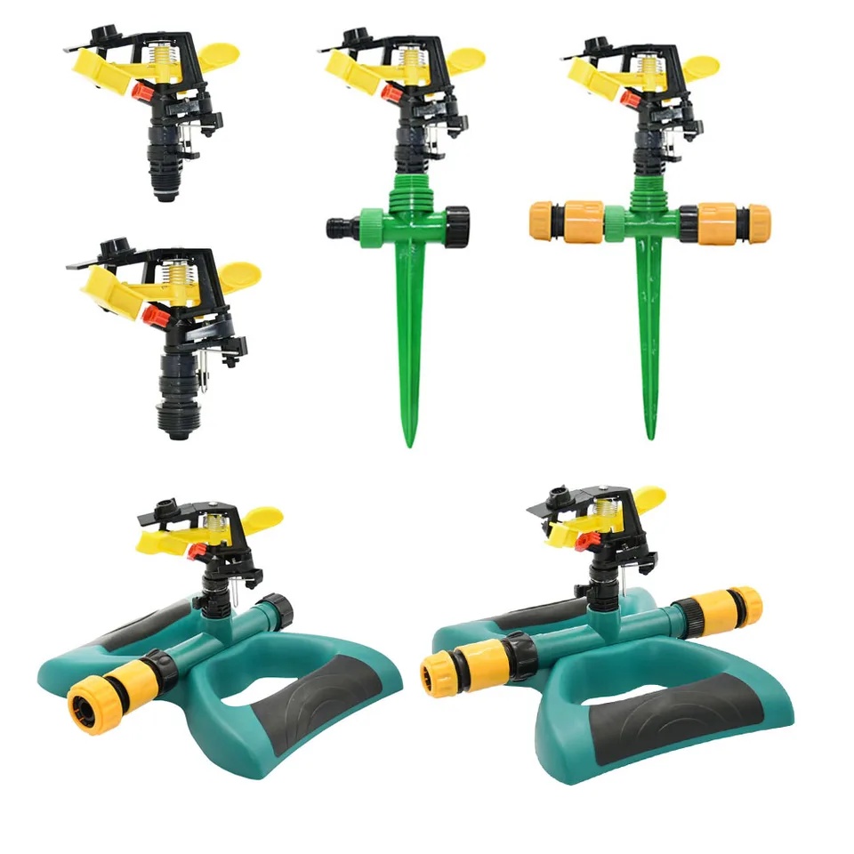 360 stupňov Rotary Whirling Sprinkler Garden Lawn zavlažovanie Rocker Ramens zalievajúca tryska s dýzou podporuje plastový hrot