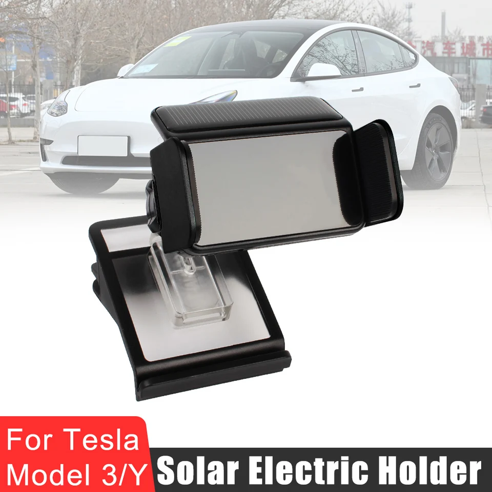 360 stupňov Rotujúce solárne držiak na držiak na držiak na mobilný telefón pre 4,0-7,2 palca inteligentný telefón pre model Tesla Model 3 Model Y