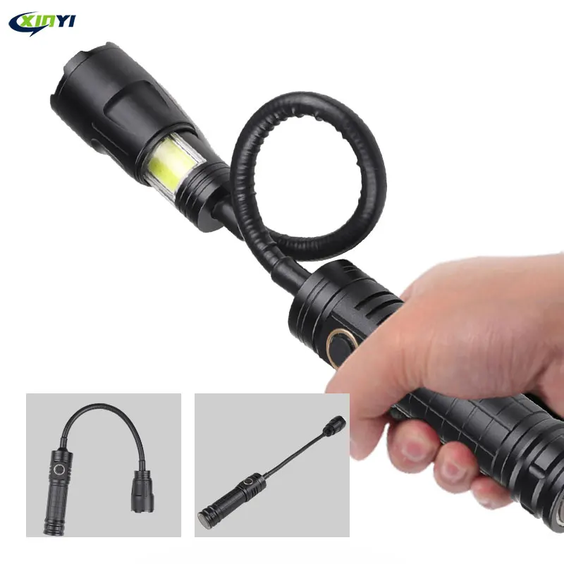 360-stupňová flexibilná LED baterka Teleskopický typ typu C nabíjanie USB XHP50 baterky na vyzdvihnutie svetla s magnetom s magnetom