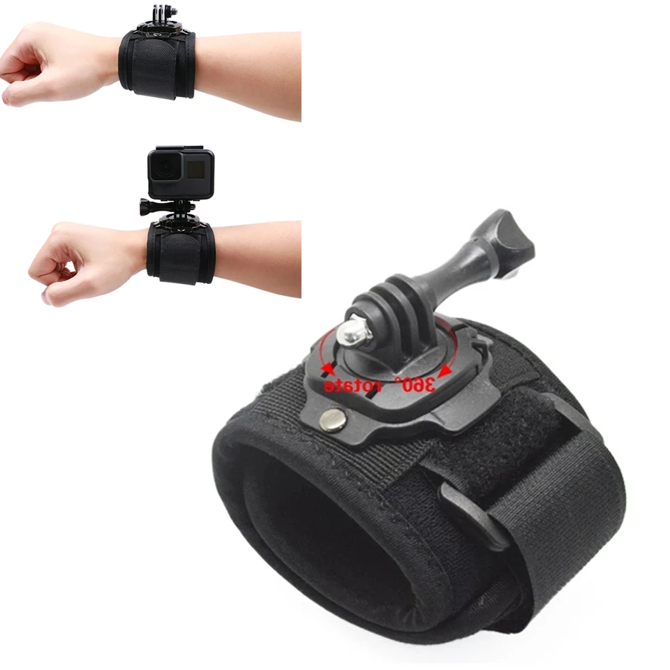 360 -stupňový rotačný zápästie Ručné pásové pásové pásmo Armtripod Mount Adaptér držiak so skrutkou pre GoPro Hero 10 9 87 6 5 4 3 Fotoaparát
