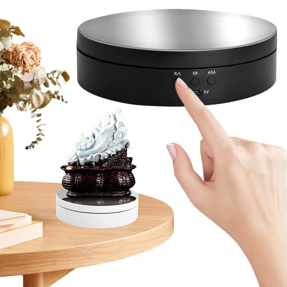 360 -stupňový rotujúci displej stojan na rotujúce otáčanie otáčania rotujúceho rotujúceho podnosu pre fotografické výrobky šperky hodinky 3D modely