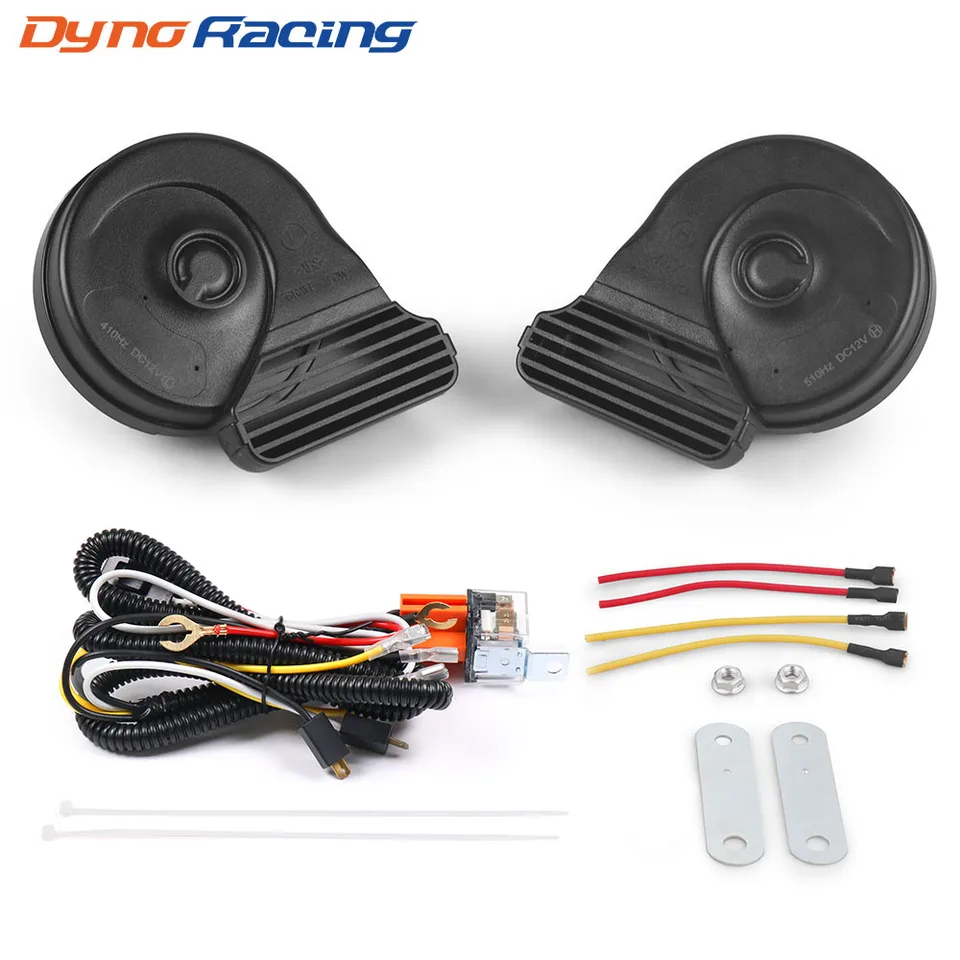 360 ° nepremokavá motocyklová mriežka roh 12V 410 Hz-510Hz Super Loud Snail Horn Corn ＆ Prafproof so súpravou relé pre skúter