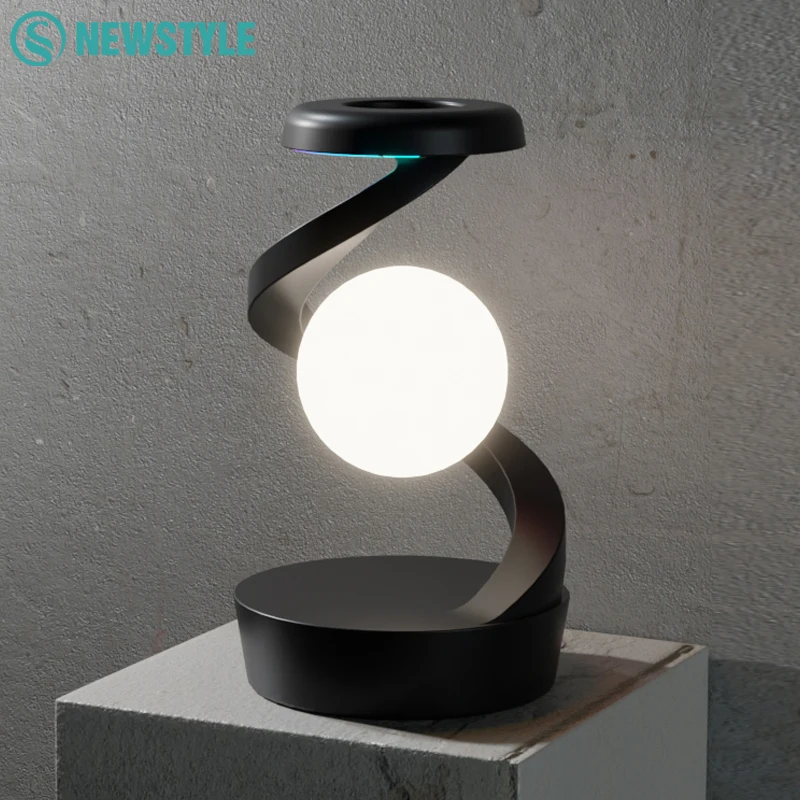 360 ° Rotačné zavesenie bezdrôtové nabíjanie Nočné svetlo RGB Farebná meniaca sa atmosféra stolovej lampy pre dekoráciu kancelárie spálne
