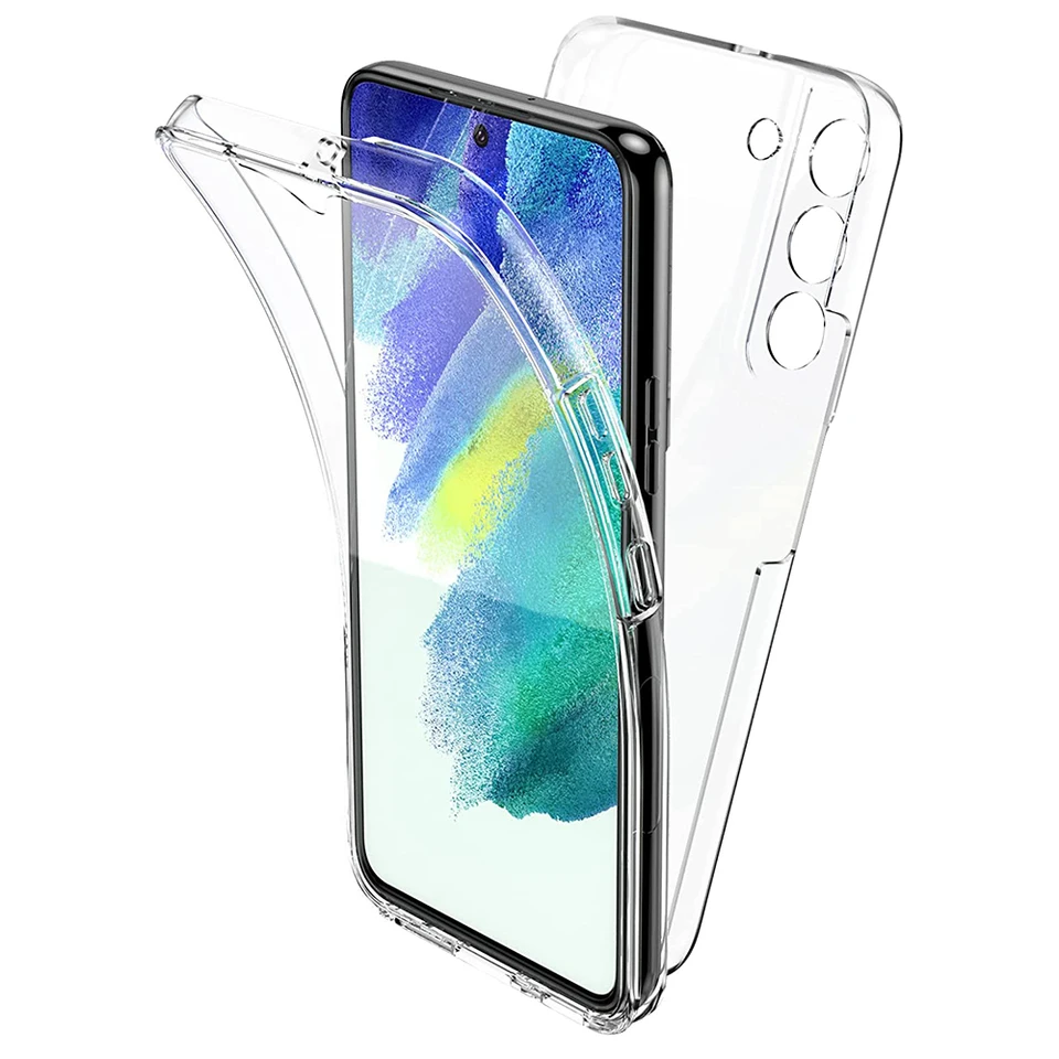 360 ° Silikónový obal na úplný kryt pre Samsung Galaxy S22 S21 S20 Fe S10 S9 S8 POZNÁMKA 10 PLUS 20 ULTRA 9 8 CLEAR HYBRID PC Hard Coque