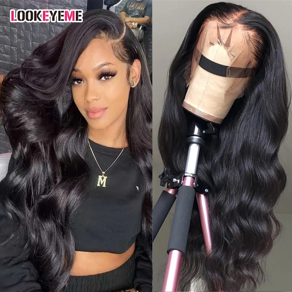 360 čipkovaná čelná parochňa HD Transparentné 13x6 Body Wave Lace Lace Front Human Hair Parochne 34 palcov Malajzijské 13x4 čipky
