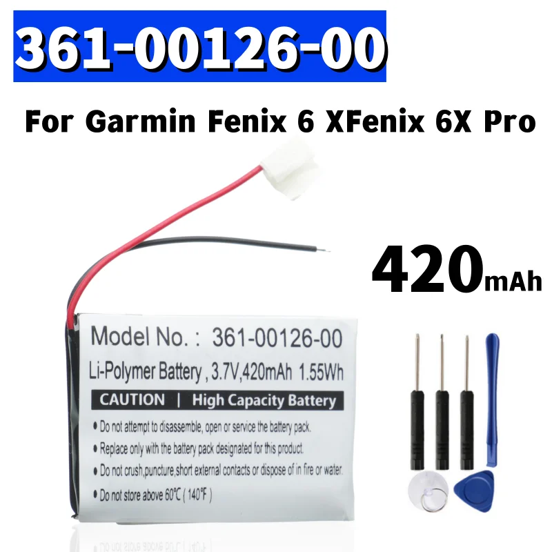 361-00126-00 Výmena batérie pre Garmin Fenix ​​6x, 361-00126-00 Battery Fenix ​​6x Pro Smart Watch Batéria + bezplatné náradie