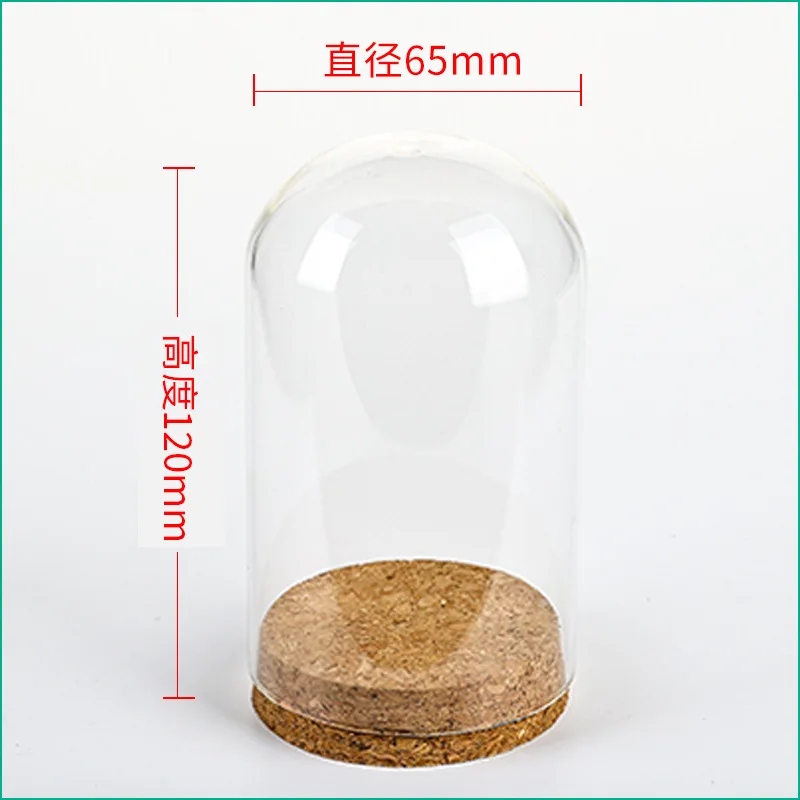36ks D65XH120MM prázdne číry sklenený displej Cloche Bell Jar Dome Drevená základná stolová stolová stolová stredobod DEY DECON