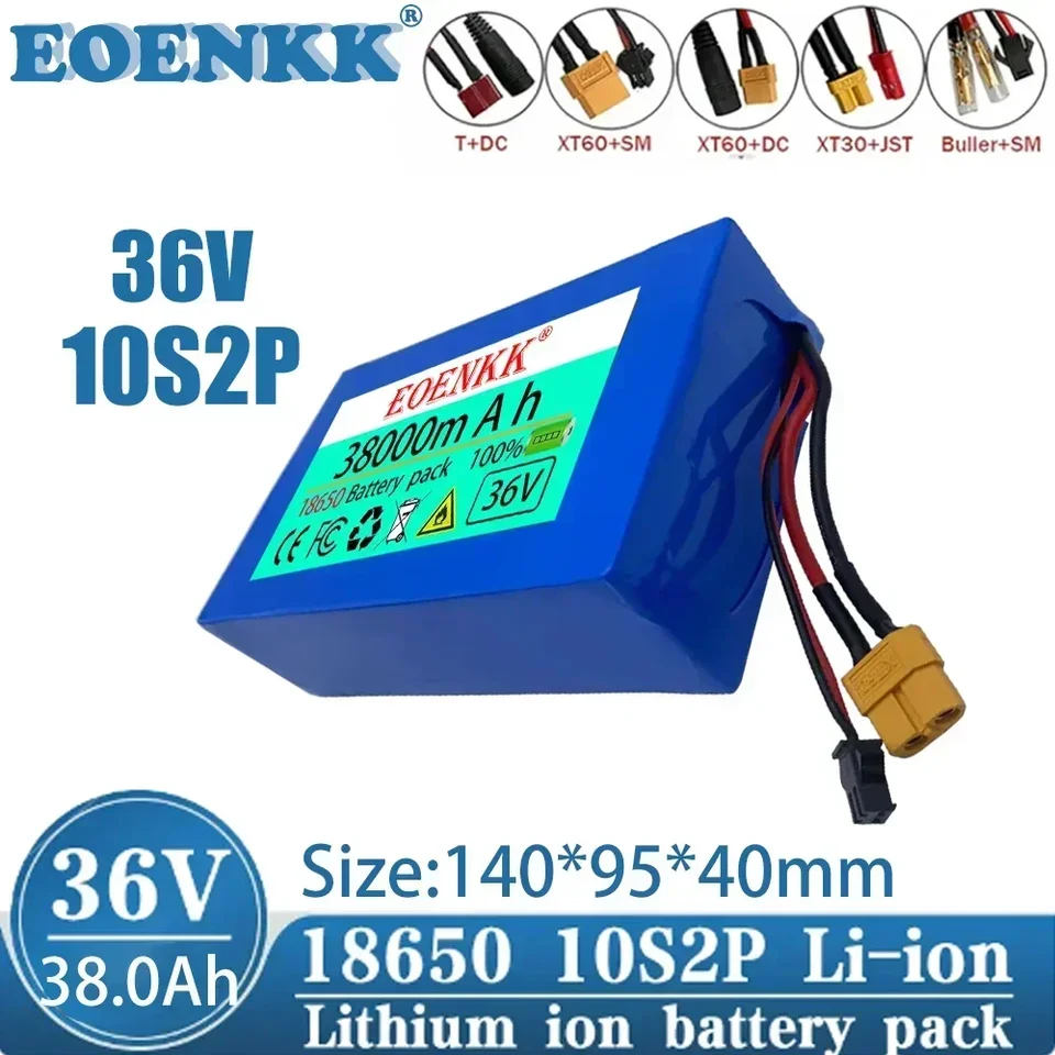 36V 38AH 10S2P 18650 Littium Bathe Bath 550 W 38000MAH 42 V Cooter Vozidlo Ultra tenká prenosná batéria s BMS