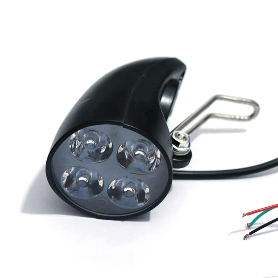 36V 48V Ebike Light Scooter Lamp Electric Bicycle 4 LED Predný svetlomet Ultra Bright Spotlight s rohom