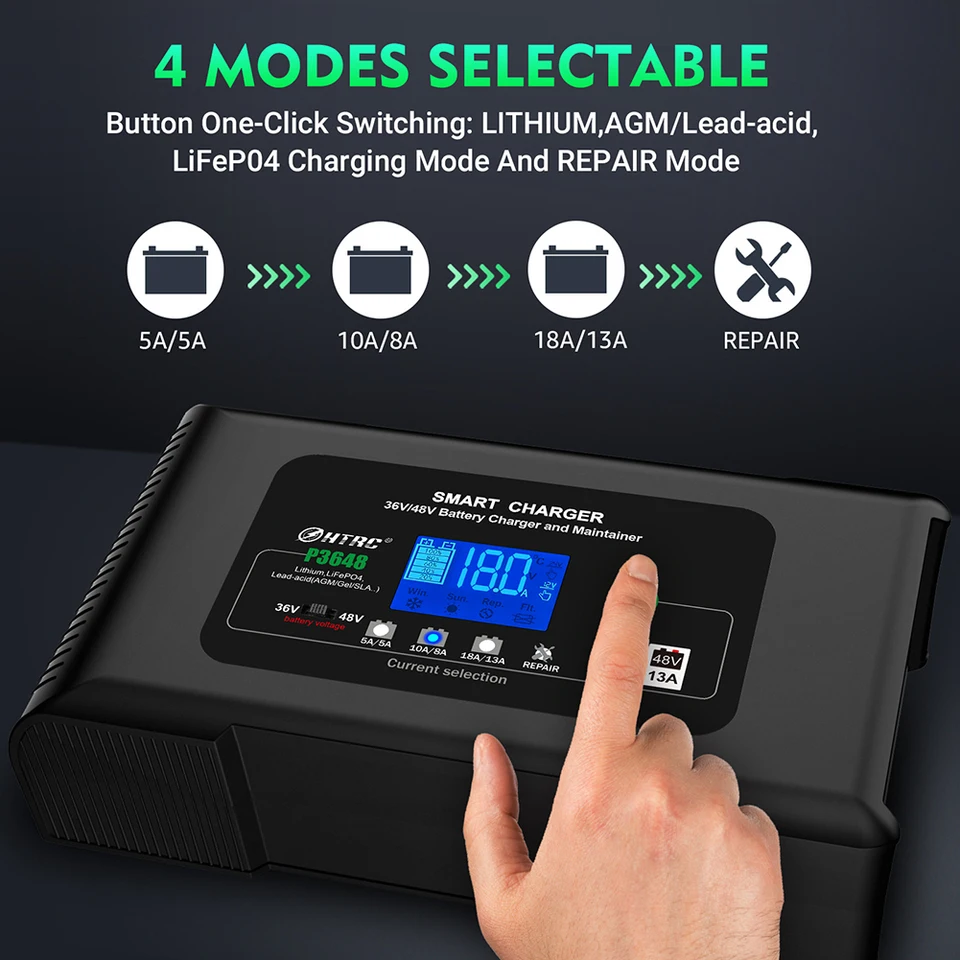 36v18a 48v13a Automatická motocykla nabíjačka nabíjačky nabíjačky pre lítiové batérie LifePo4 AGM