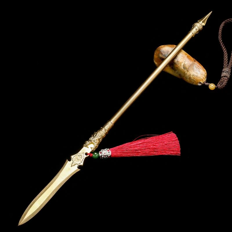 37 cm retro čínsky štýl mosadz zhao yun gentian pištoľ Čajová ihla Pu erh čajový nôž domáca dekorácia