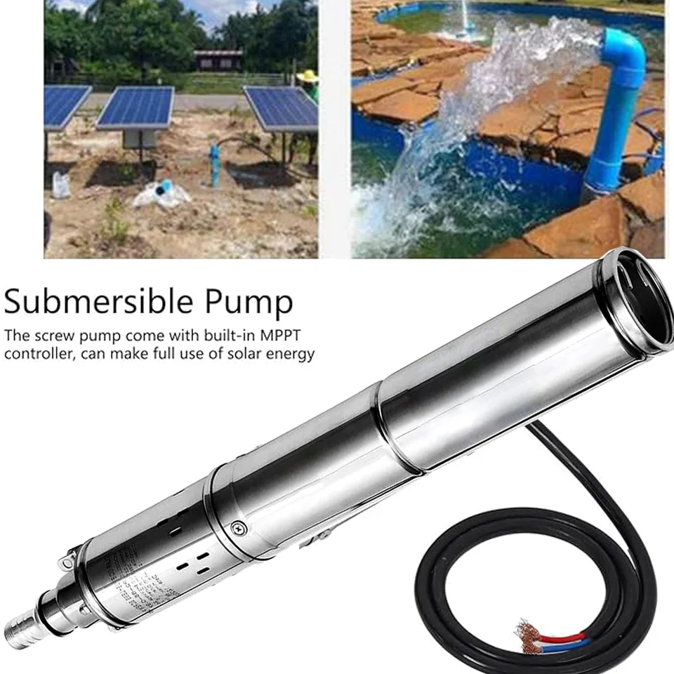 370W 750W 800W solárne jednosmerné čerpadlo Voda dobre s funkciou MPPT Funkčný prietok 2000 l/hodinu ponorné slnečné čerpadlo hlboké studne