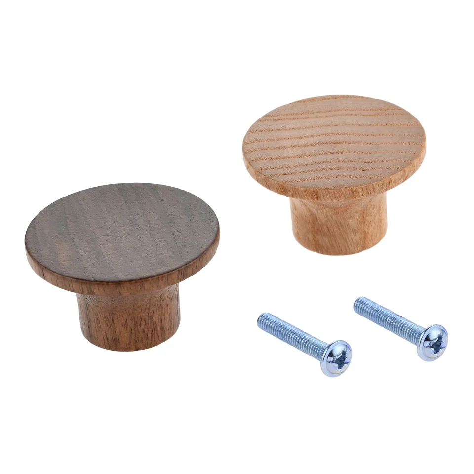 38*22 mm Drevená skrinka Dvere Dvere Knobs s skrutkou Prírodná drevená okrúhla zásuvka Zásuvka na rukoväte nábytkového skrinky Hardware