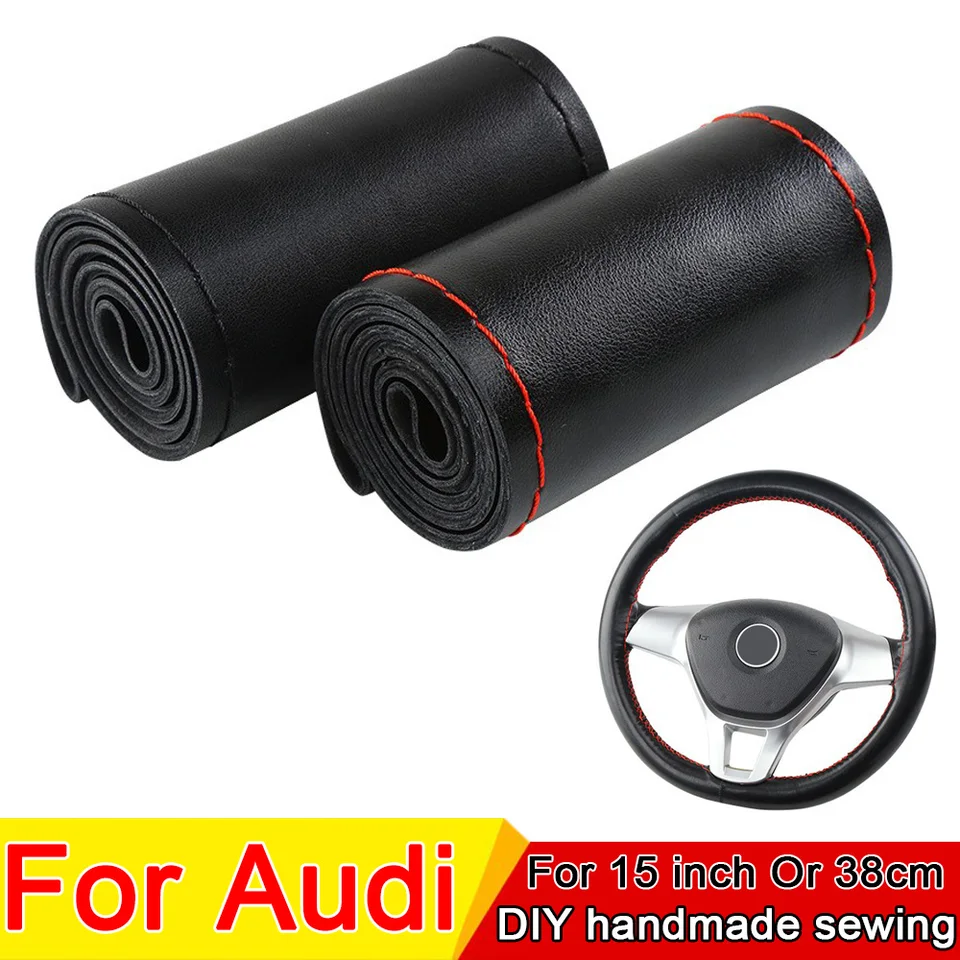 38 cm automobilový volant pokrýva pokrytie koženého kolieska z mikrovlákna pre Audi A3 A4 A5 C5 C6 8P 8L B6 B7 B8 Q3 Q5 Q7 A6 A7 RS5