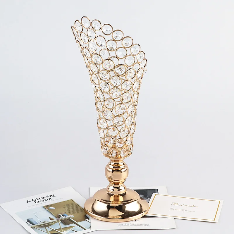 38 cm/európska retro sviečka večera s malým pásom Crystal Sviečka Light Luxury Glass Sviečka Decoration Ornament