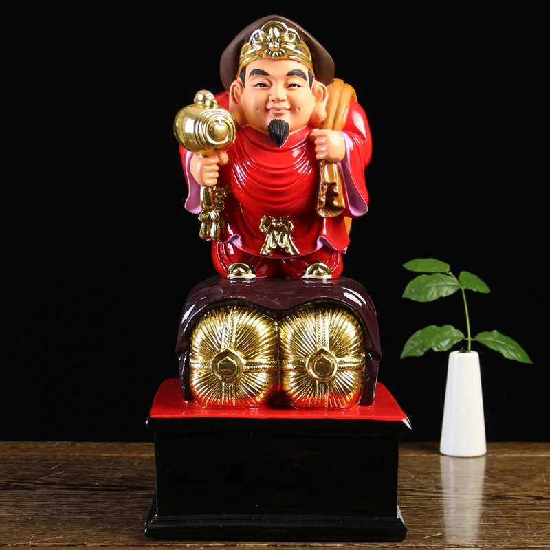38 cm Veľká juhovýchodná Ázia Japonsko Tokio Cai Shen Mammon Home Company Patron Svätý šťastie Boh bohatstvo socha