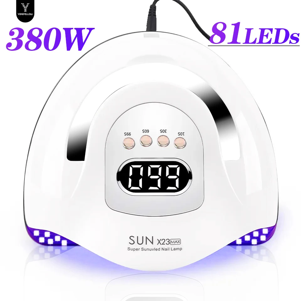 380 W Slnko x23max stroj na nechty na nechty 81 LED diódy UV LED lampa pre nechty gélové vytvrdzovacie lampa manikúru 10/30/60/99S Časovač LCD displej LCD