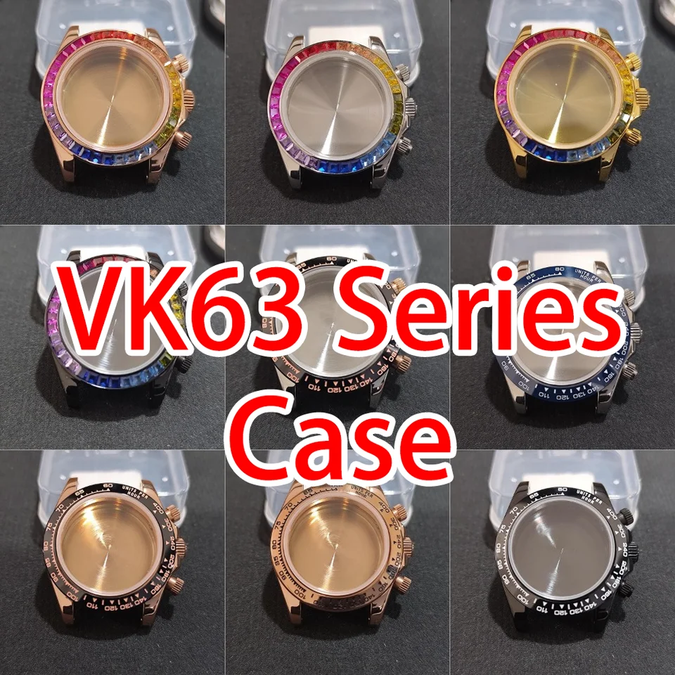 39,3 mm Vk 63 Series Watch puzdro pre VK 63 Pohyb z nehrdzavejúcej ocele Men hodinky Príslušenstvo 20 mm remienok Viacfarebný výber