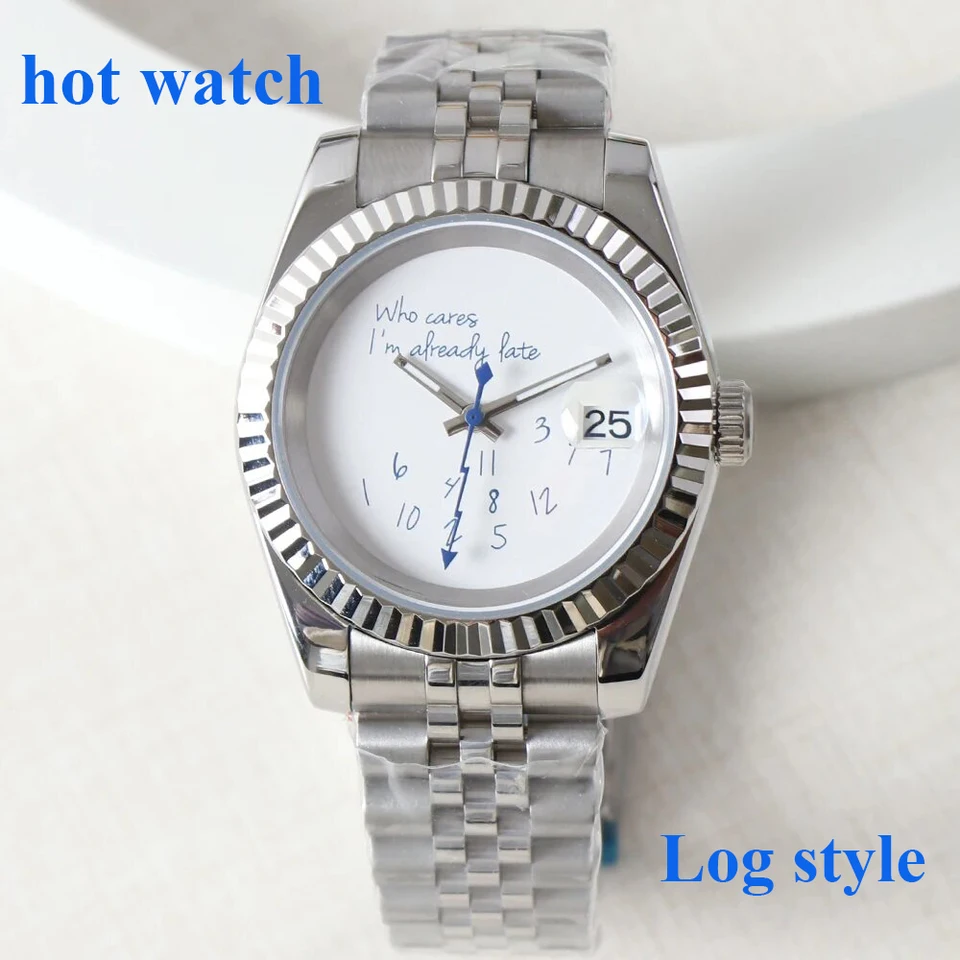 39 mm/36 mm nh35 hodinky, ktoré sa starajú už neskoro sledujte modrý číselník No Logo Sapphire Crystal Glass NH35 Automatický pohyb NH35