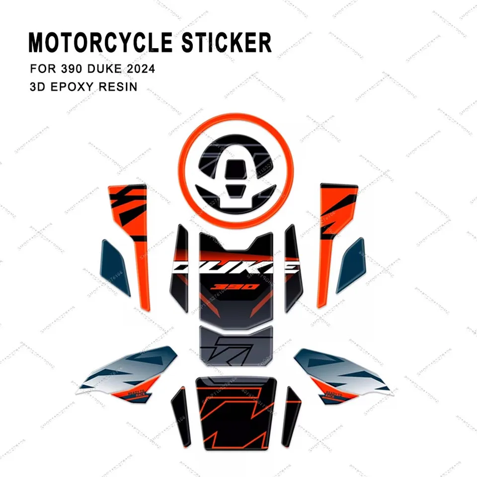 390 Duke Nový 3D epoxidová nálepka Kit Motorcycle Tank Ochrana Stickers Vodotesný dekoratívny nálepka pre 390 Duke 2024