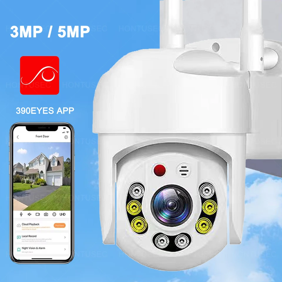 390eyes 5G 2,4G WiFi PTZ fotoaparát Outdoor IP66 Automatické sledovanie AI Detekcia AI Two Way Audio Color Night Vision Security Camera Systém