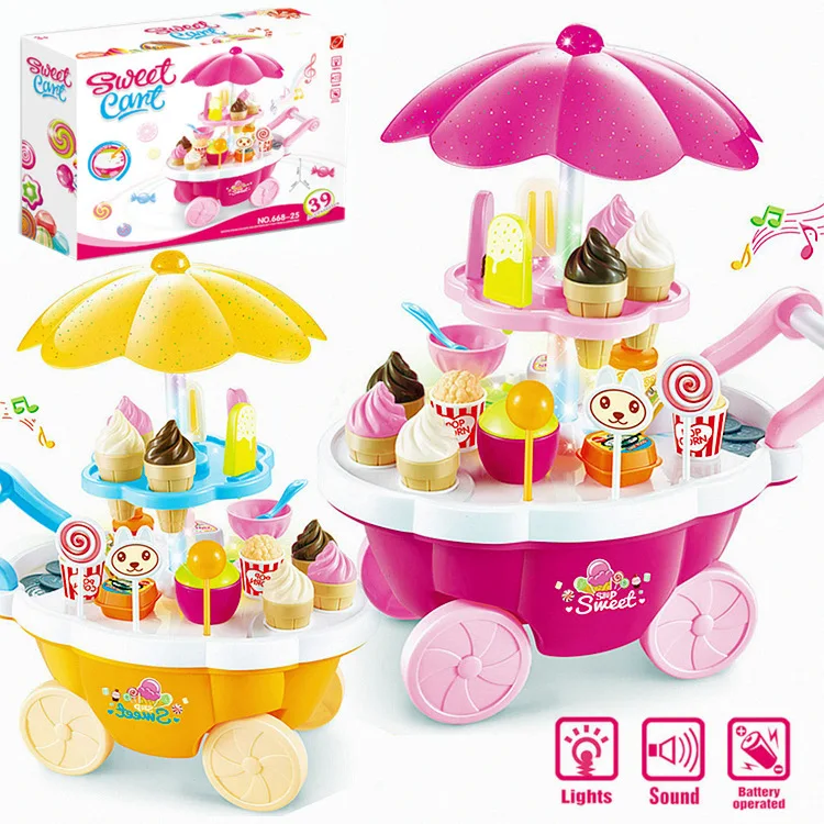 39PC Ice Cream Predstierajte si hru na varenie pre deti zábavné kuchynské hračky pre dievčatá a chlapci s push up autami pre kreatívne hranie rolí