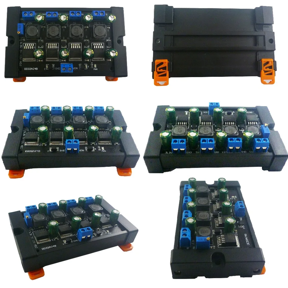 3A 4Ch DIN Rail puzdro Viacnásobné vyradenie napájacieho napájacieho modulu 3,3 V 5V 12V Nastaviteľný výstup