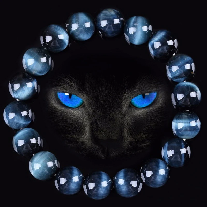 3a+ vysokokvalitné modré Tiger Eye Buddha náramky 100% prírodný kameň okrúhle korálky hodinky elastické lanové náramky Men ženy