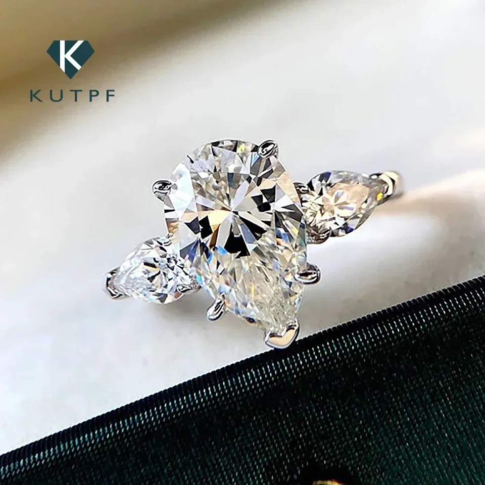 3Carat Waterdrop Tvar Moissanit zásnubný prstene pre ženy