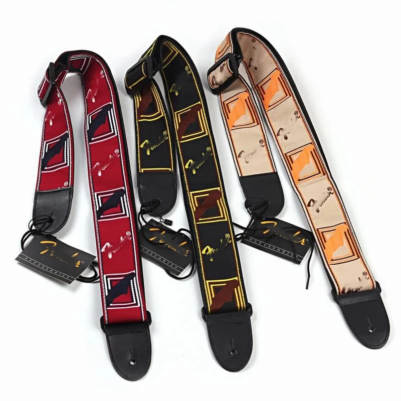 3Colors nastaviteľné gitarové doplnky gitarové popruhy kožené konce pre elektrické akustické folklórne gitarové remienok módne výšivky