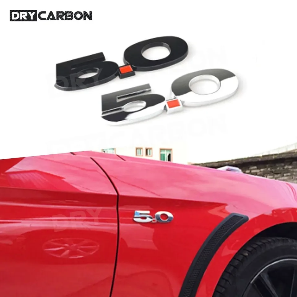 3d 5.0 Značný výpis Značka ODDELIDÁ DEKORÁCIA pre Ford Mustang Side Fender Fender TRUNK TRUND TRIn Black Silvery Accessories